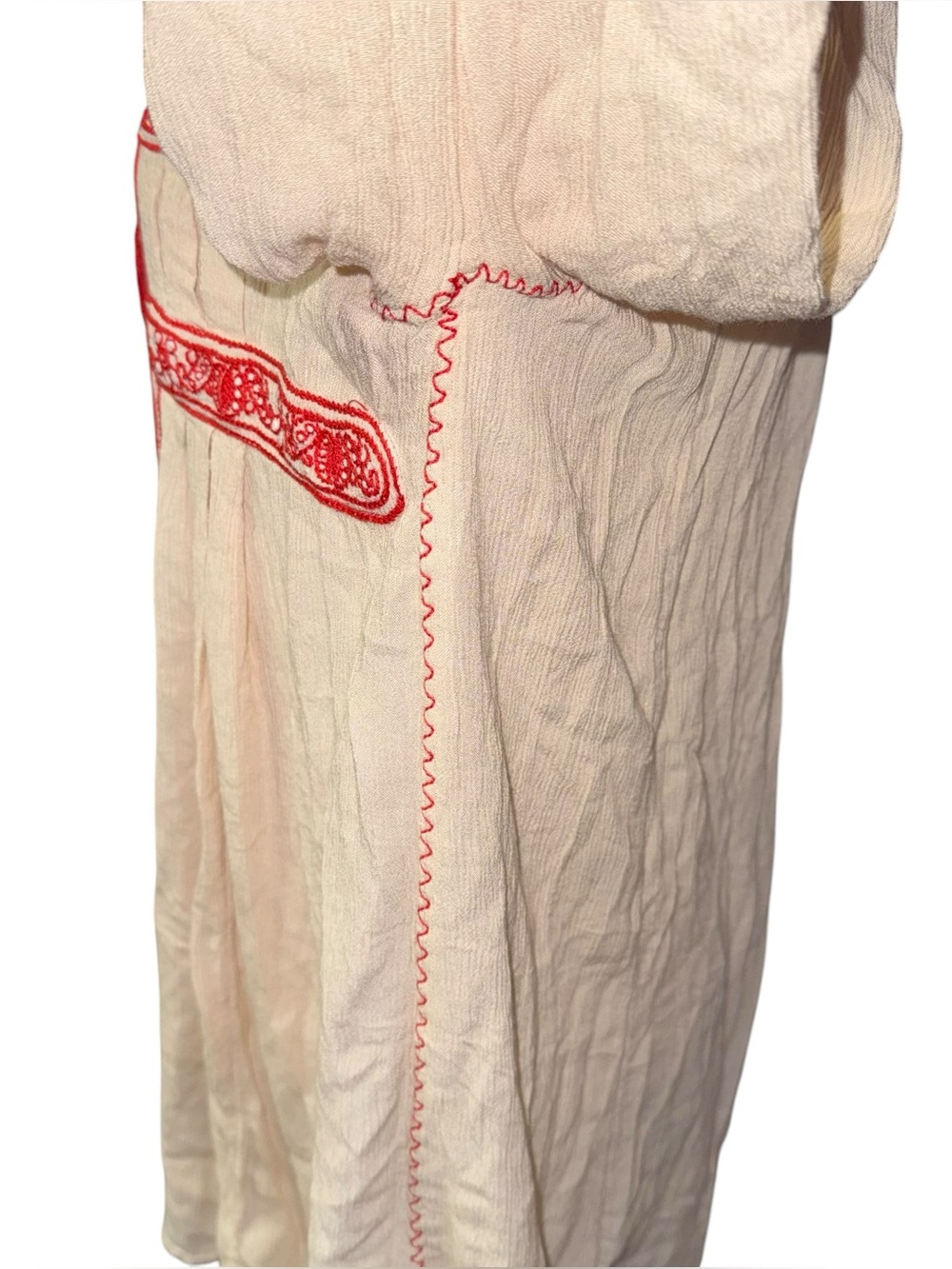 Free People Cream Peasant Top with Red Trim - Picture 6 of 13